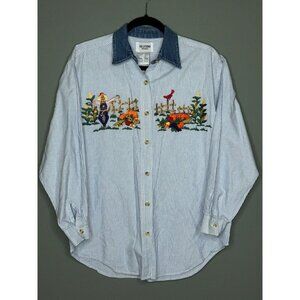 VTG Solutions Original Women's Medium Embroidered Harvest Collared Button-Down L
